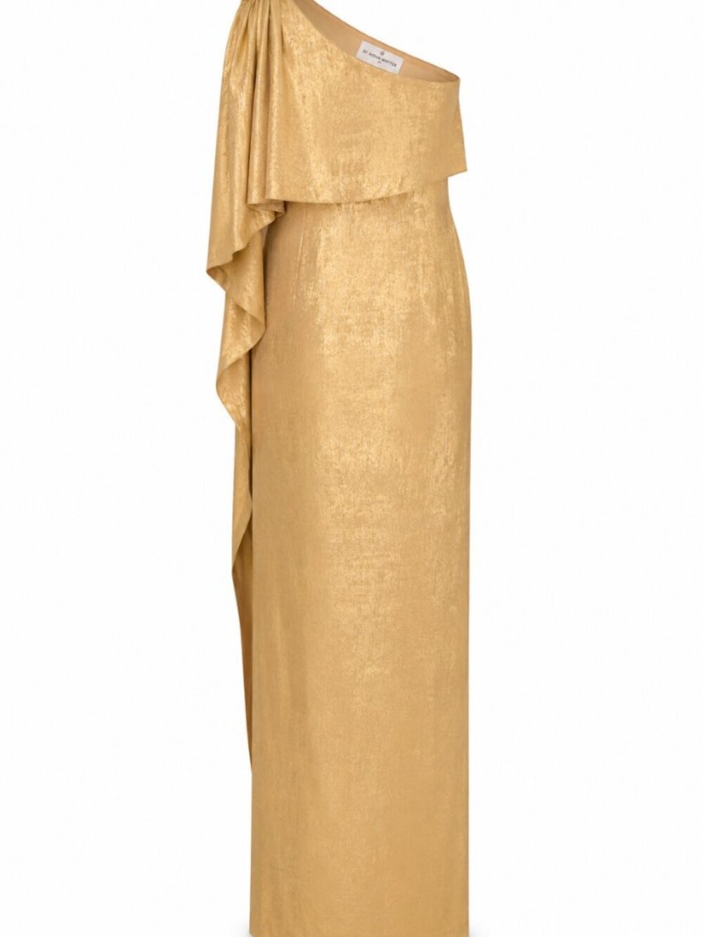 Adriana Papell Metallic Layered One Shoulder Gown Light Gold Size 6 NWT - Picture 6 of 6